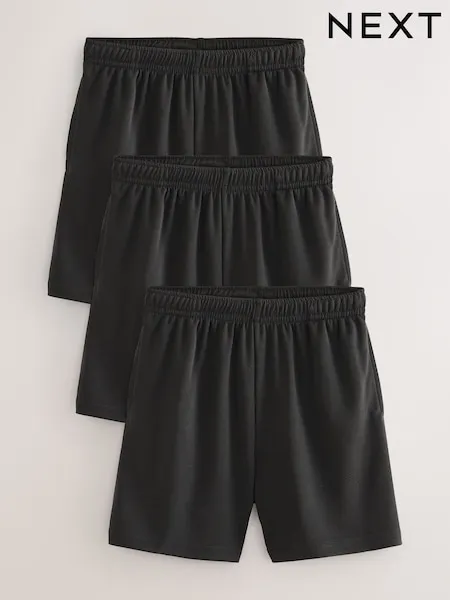 Black 3 Pack Sports Shorts (3-16yrs)