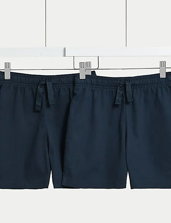2 Pack Unisex Pure Cotton School Shorts (2-16 Yrs)