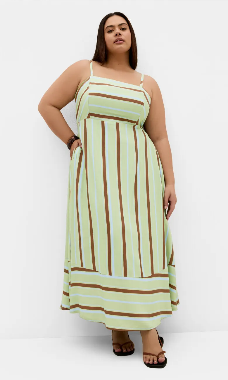 Haven Stripe Maxi Dress - matcha