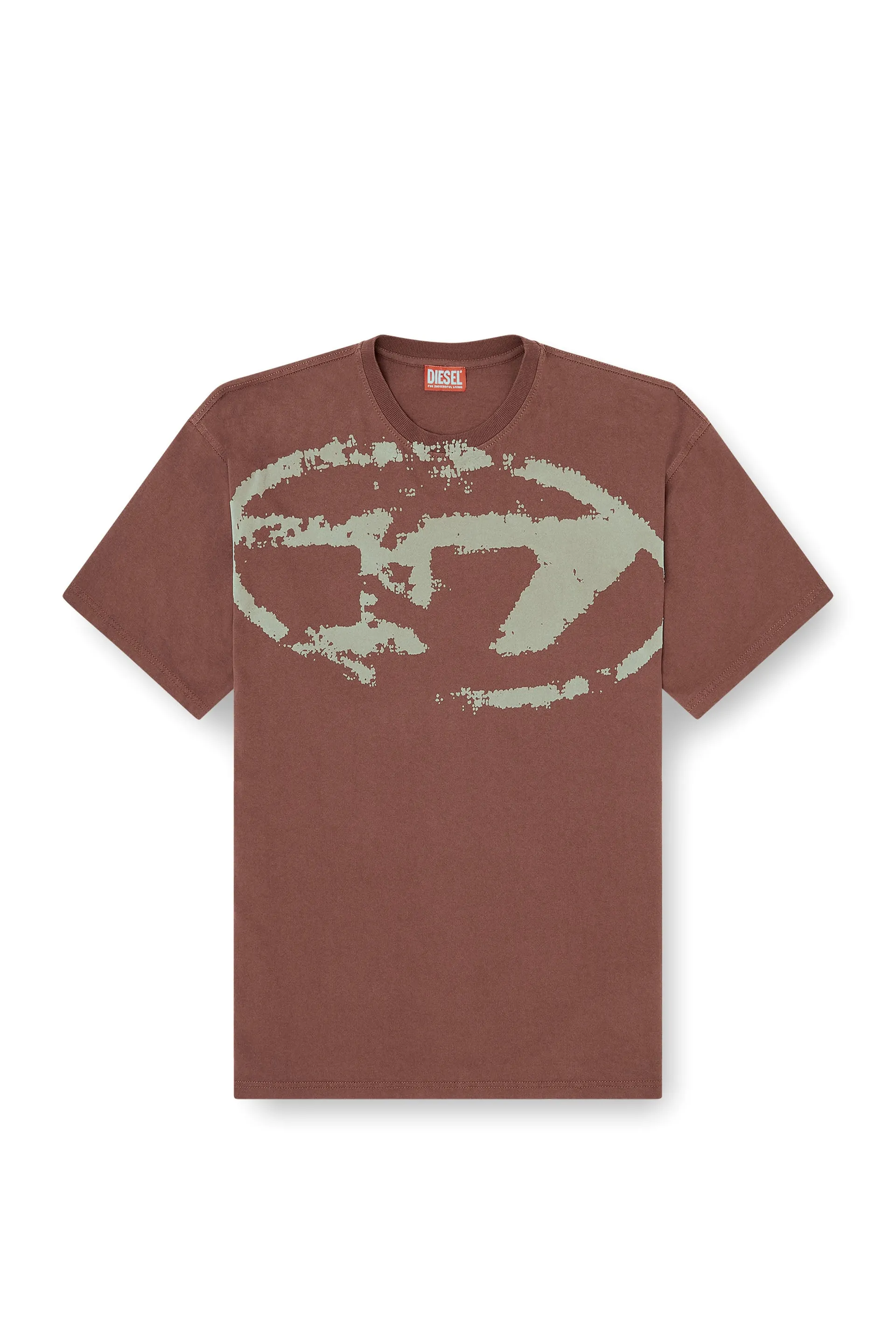 T-shirt with distressed flocked logo