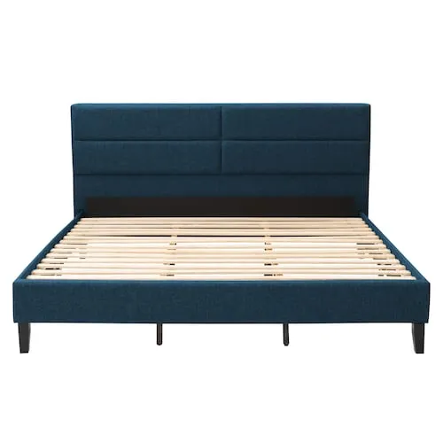 Bellevue Ocean Blue Upholstered Panel Bed, King