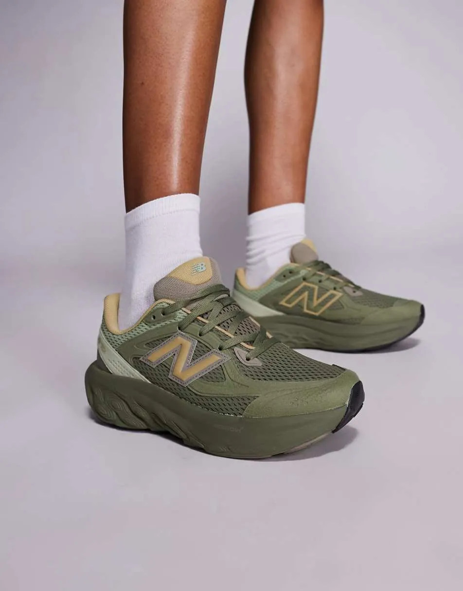 New Balance Fresh Foam unisex running trainers in olive green and beige