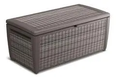 Coffre de rangement gris 511 L en polypropylène imitation résine tressée 145 × 73 × 64 cm - Keter