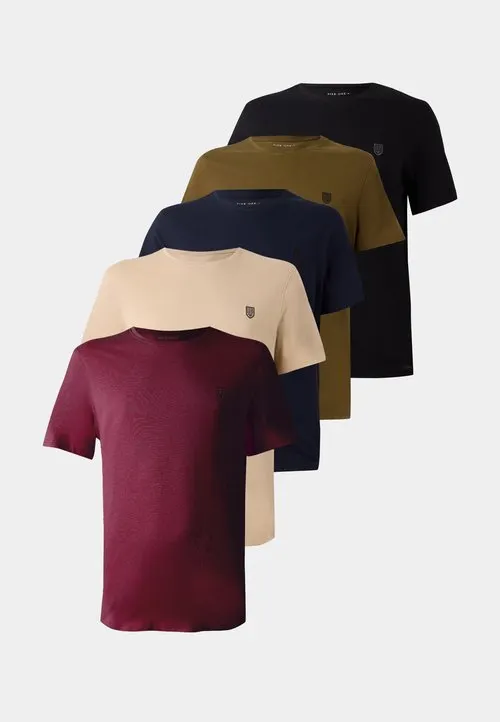 5 PACK - T-shirts - humus/true black/dark olive/port royale/sky captain