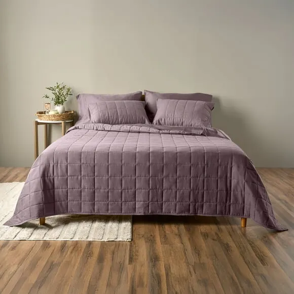 Allswell Cotton Linen Blend Quilt Set, Hazy Purple, Full/Queen