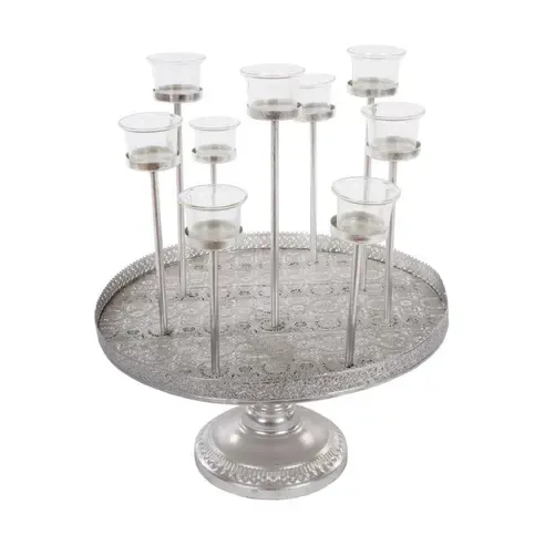 Teelichthalter MUKI - silber - Metalltablett - 40x46 cm