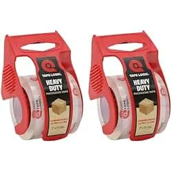 Tape Logic Heavy Duty Packing Tape with Dispenser (2 Pack) – 2.6 Mil Thick Clear Shipping Tape, 2 in x 25 yd – Strong Industrial Adhesive for Moving Boxes, Mailing, & Shipping Packaging