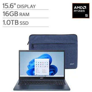 Acer Aspire Go 15.6" Touchscreen Laptop – AMD Ryzen 5 40 Processor – FHD (1920 x 1080) – 16GB RAM - 1TB SSD - Windows 11 Home - Steam Blue