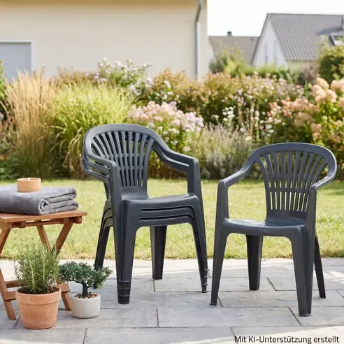 Gartenstuhl - anthrazit - Kunststoff - stapelbar