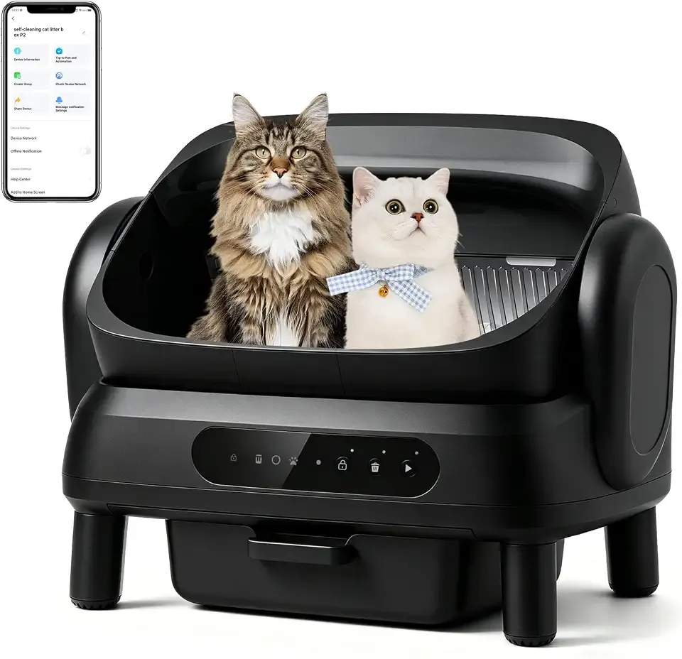 Automatic Self-Cleaning Cat Litter Box for Multi-Cat Homes, Extra Large Top Opening, Anti-Pinch Infrared Safety, Smart APP, 12L Waste Bin