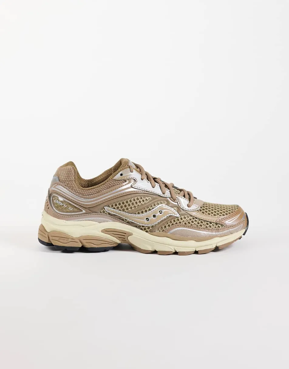 Saucony Progrid Omni 9 OG trainers in beige and tan