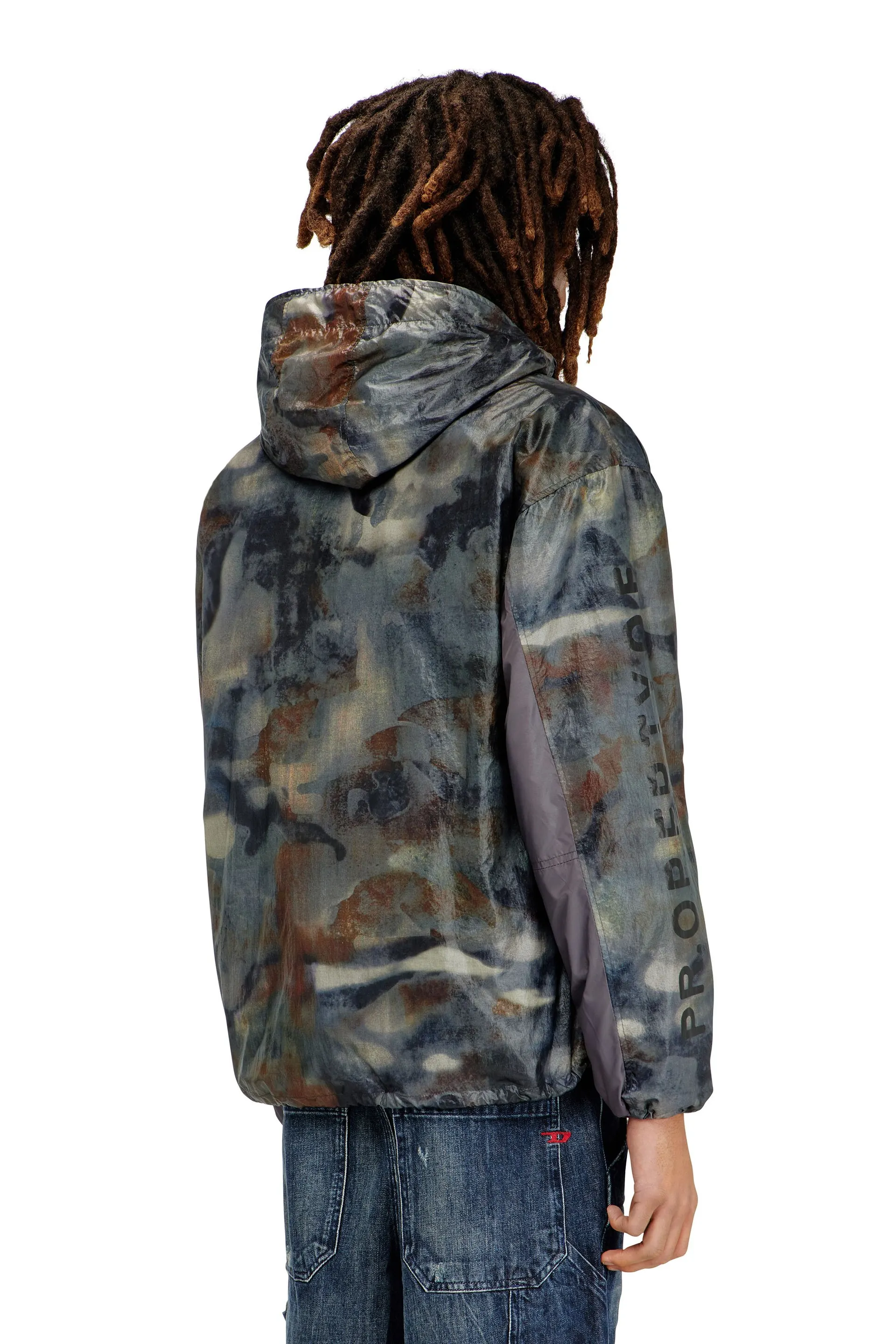 Windbreaker with abstract print