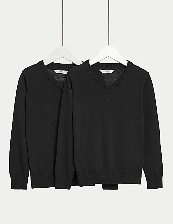 2 Pack Unisex Pure Cotton School Jumper (3-18 Yrs)