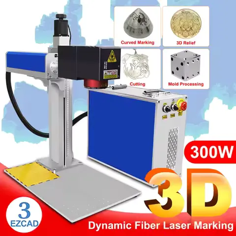 300W 3D JPT Mopa Fiber Laser Marking Cutting Machine 3 Axis Laser Engraver for All Metal Jewelry 200W 100W Deep Laser Marking