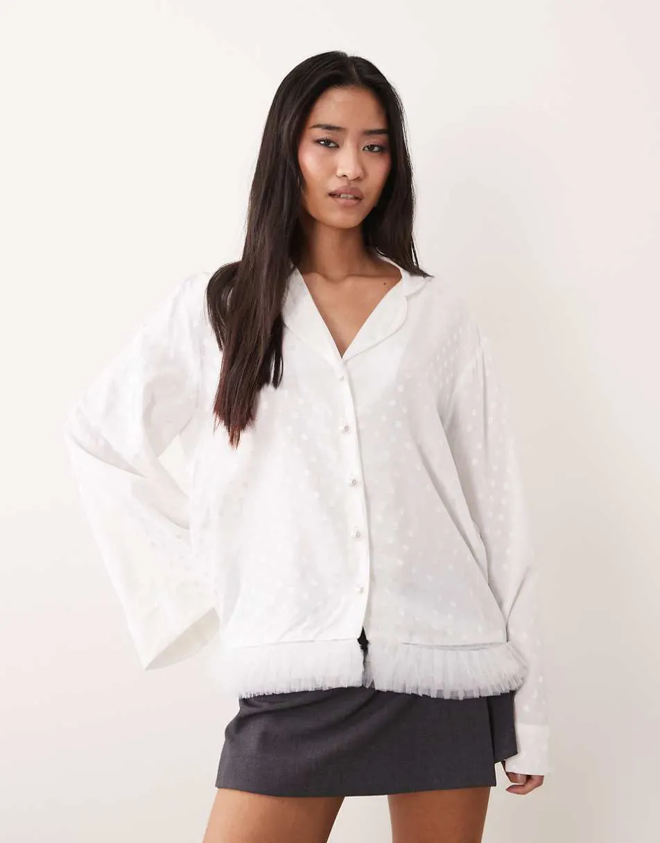 Sister Jane Bridal polka dot belted blouse co-ord in white