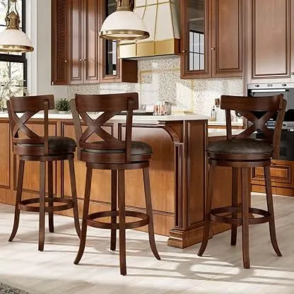 Sophia & William Swivel Bar Stools Set of 3, 30 Inch Bar H…