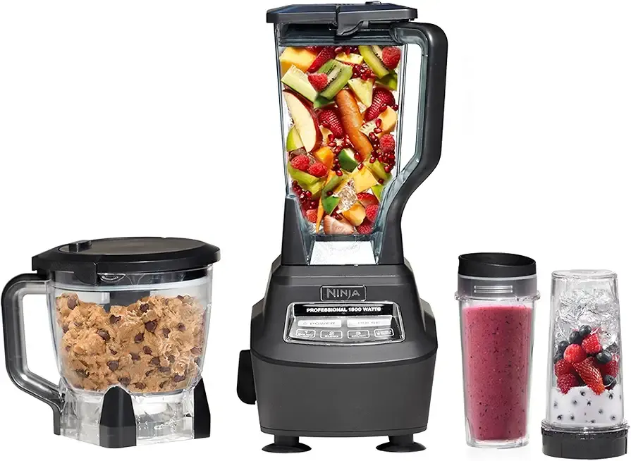 Mega Kitchen System, 1500W, 72 oz. Full-Size Blender & 8-Cup Food Processor with (2) 16 oz. To-Go Cups, Total Crushing Technology - Smoothies, Ice Crushing, Purees, Dough & More, Black, BL770