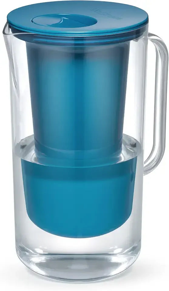 LifeStraw Home Essential BPA-Free Water Filter Pitcher, 10-Cup, Sea Blue | Plastic Water Filter Pitcher Home Essential, 10-Cup, Filters Bacteria, Parasites, Microplastics, and 30+ Contaminants