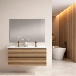 Mueble de baño con lavabo y espejo Aruba roble mate 120x45,5 cm