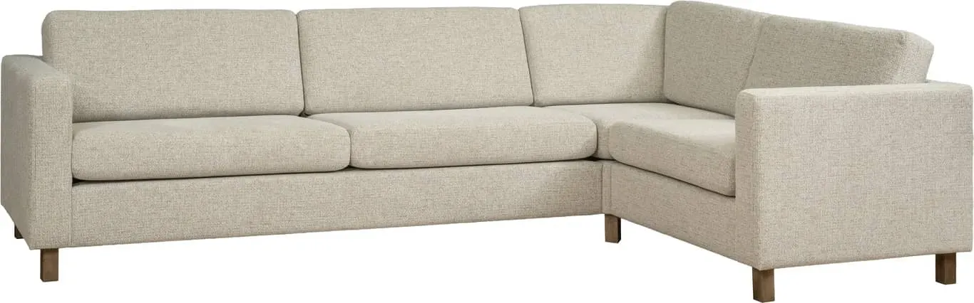 Hjellegjerde Basic hjørnesofa Modulsofa. 3,5 seter duo-hjørne 90-1,5 seter, armlen nr 2, stoff Noelle 30, Mocca ben