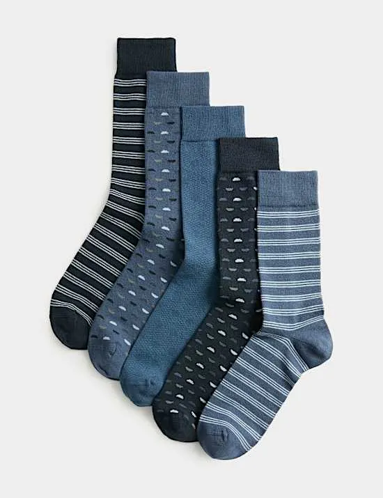 5er-Pack Cool & Fresh™ Socken mit geometrischem Muster und hohem Baumwollanteil