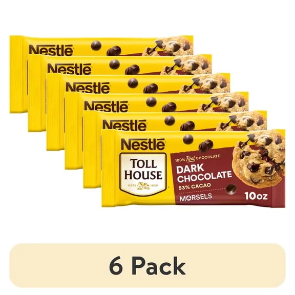 (6 pack) Nestle Toll House Dark Chocolate Regular Baking Chips, 10 oz Bag