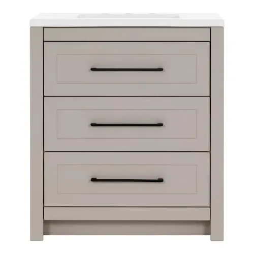 Sandhill 30.5-inch W Single-sink Vanity in Cashmere with Vanity Top in White with White Basin