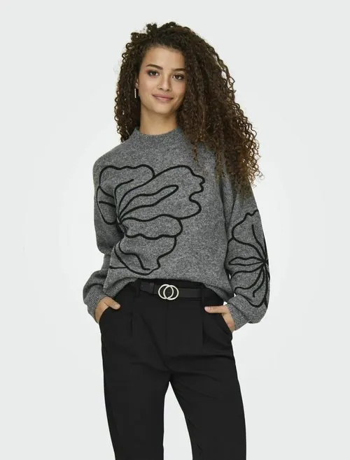 JDYJELLA - Strikkegenser - dark grey melange