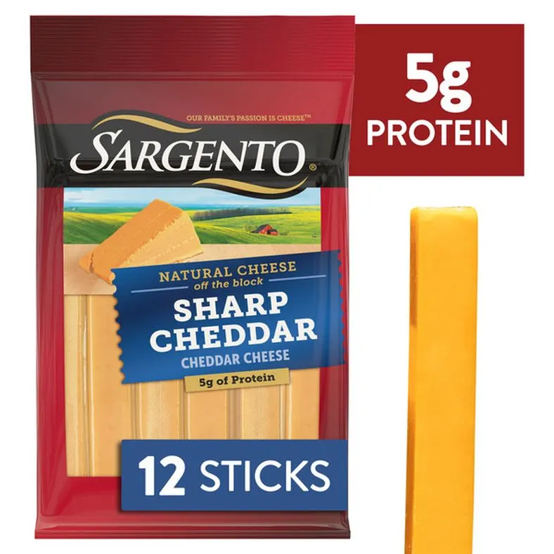Sargento Natural Sharp Cheddar Cheese Sticks, 12-Count