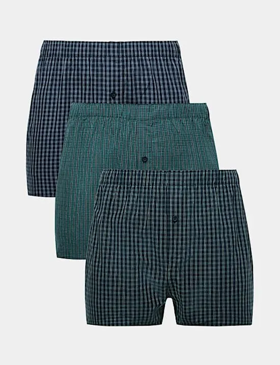 3er-Pack gewebte Boxershorts aus reiner Baumwolle