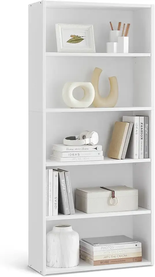 CUSTOS Collection - Bookshelf, 5-Tier Bookcase, Book Shelf, Open Storage Shelf, 9.4 x 23.6 x 52.8 Inches, for Living Room, Home Office, Dinning Room, Cloud White ULBC165T14