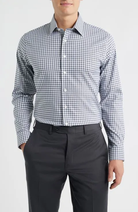 Trim Fit Check Premium Performance Twill Dress Shirt (Regular, Big & Tall)