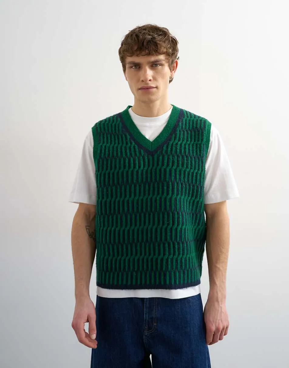 Topman relaxed fit cropped knitted tank in green