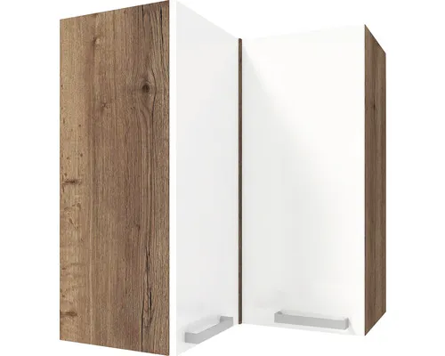 Rohová kuchyňská skříňka horní BASIC H 60 R dub halifax/biela lesk