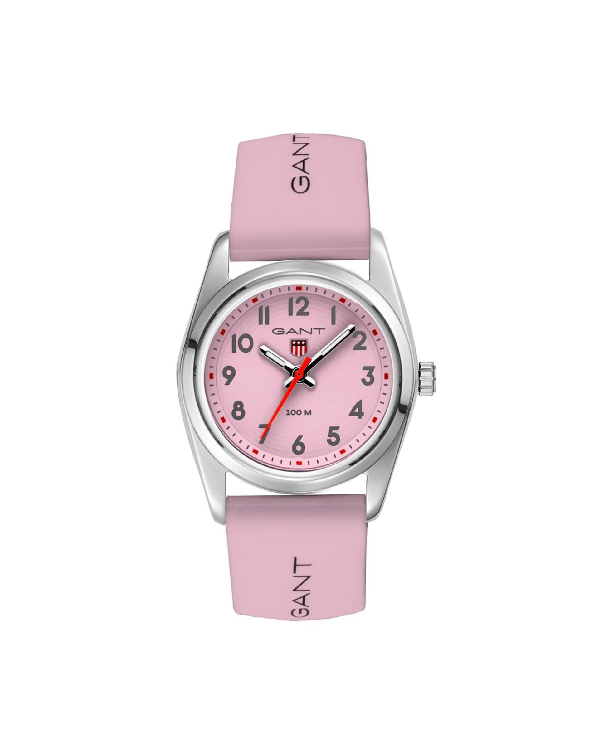 Graduate barneklokke med rosa stripete silikon rem (28mm)999