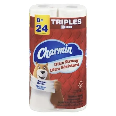 Ultra Strong Toilet Paper, 8 Equal 24 Rolls, 165 Bathroom Tissues per roll