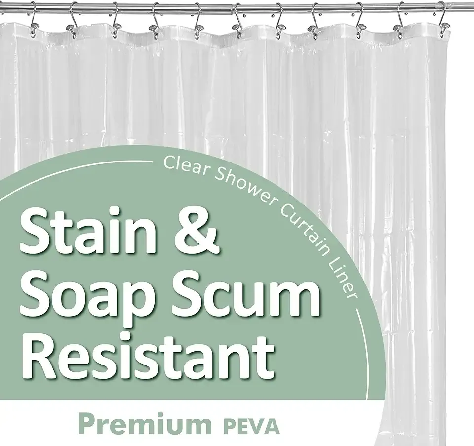 Barossa Design Plastic Shower Liner Clear - Premium PEVA Shower Curtain Liner with Rustproof Grommets and 3 Magnets, Waterproof Cute Lightweight Standard Size Bathroom Curtains - Clear