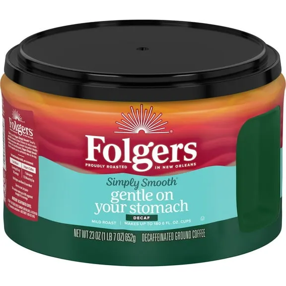 Folgers Simply Smooth Decaf Ground Coffee, 23 oz Canister $10.77 46.8 ¢/oz
