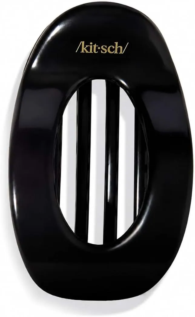 Kitsch Large Flat Claw Clips for Women - Stylish Flat Hair Clips, Strong Hold for Thick & Fine Hair | Non-Slip for Secure, Comfortable All-Day Wear | Ideal Gifts for Women - Black