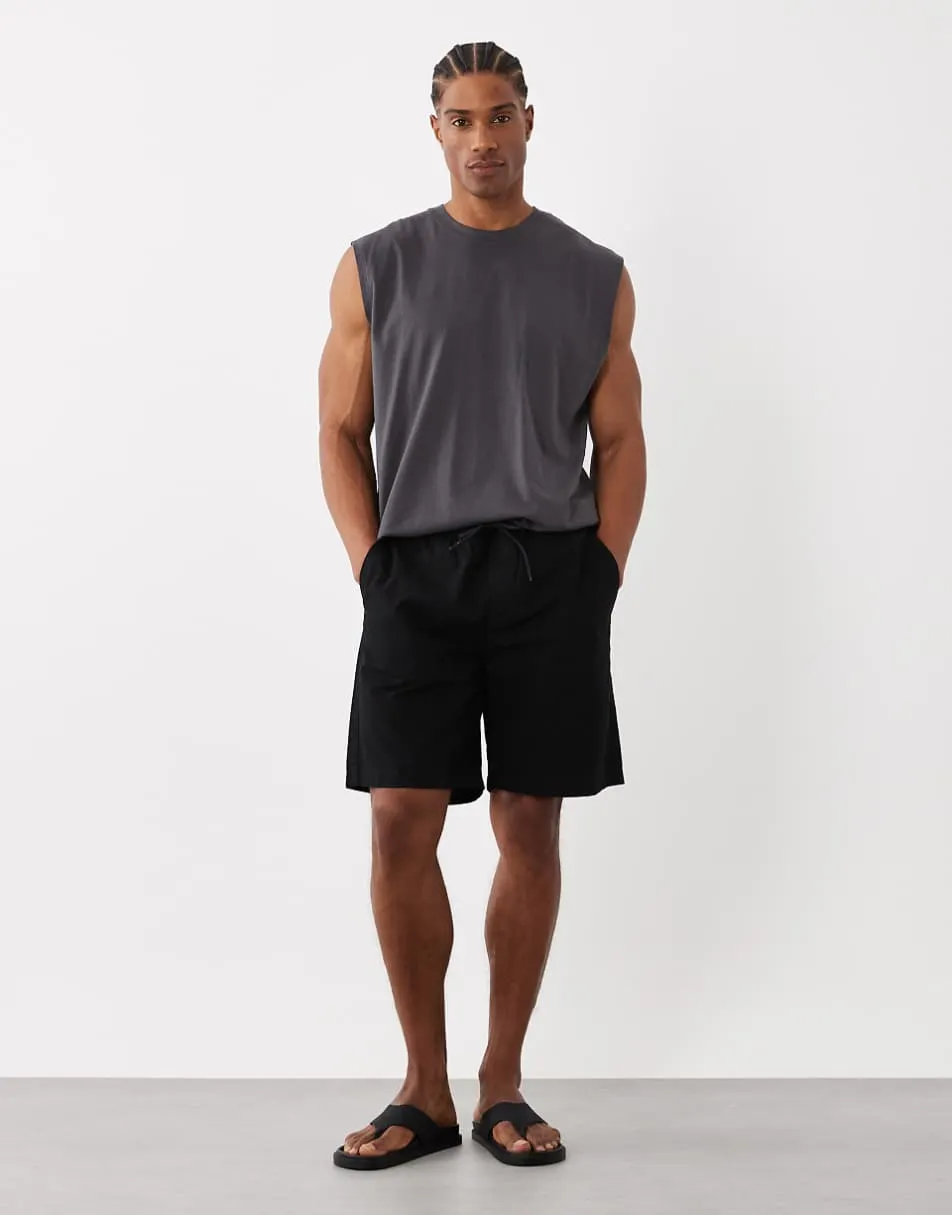 Jack & Jones drawstring chino shorts in black