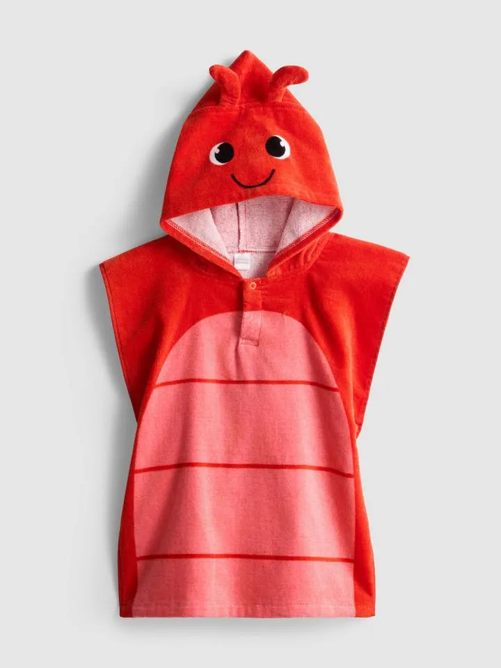 0–36 mois | Poncho à capuche en tissu-éponge homard