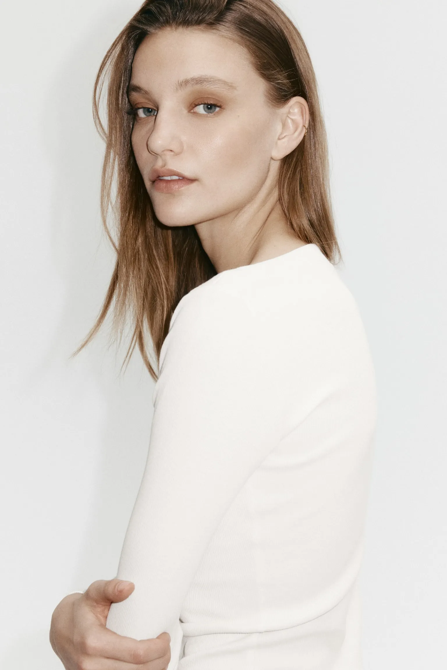 Ribbed boat-neck top