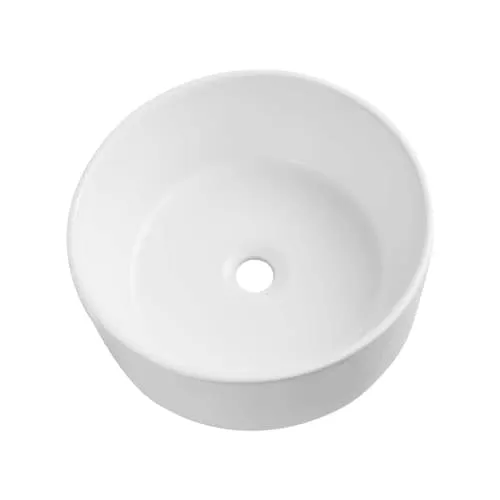16 in. Symmetry Ceramic Circular Vessel Bathroom Sink in White