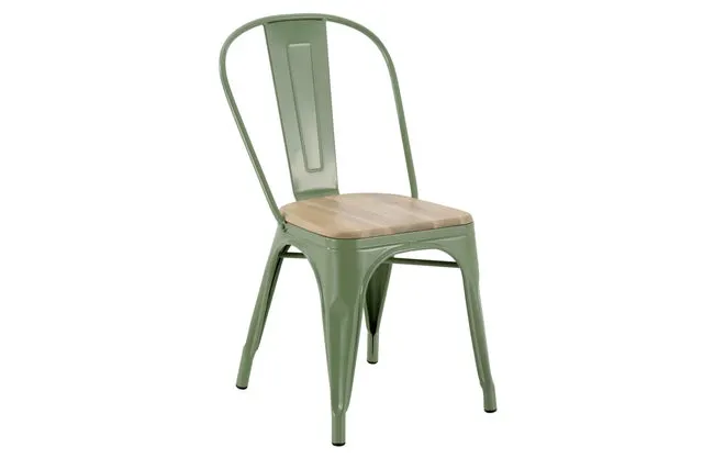 Sedia da giardino in acciaio verde Oxford, seduta in legno verde