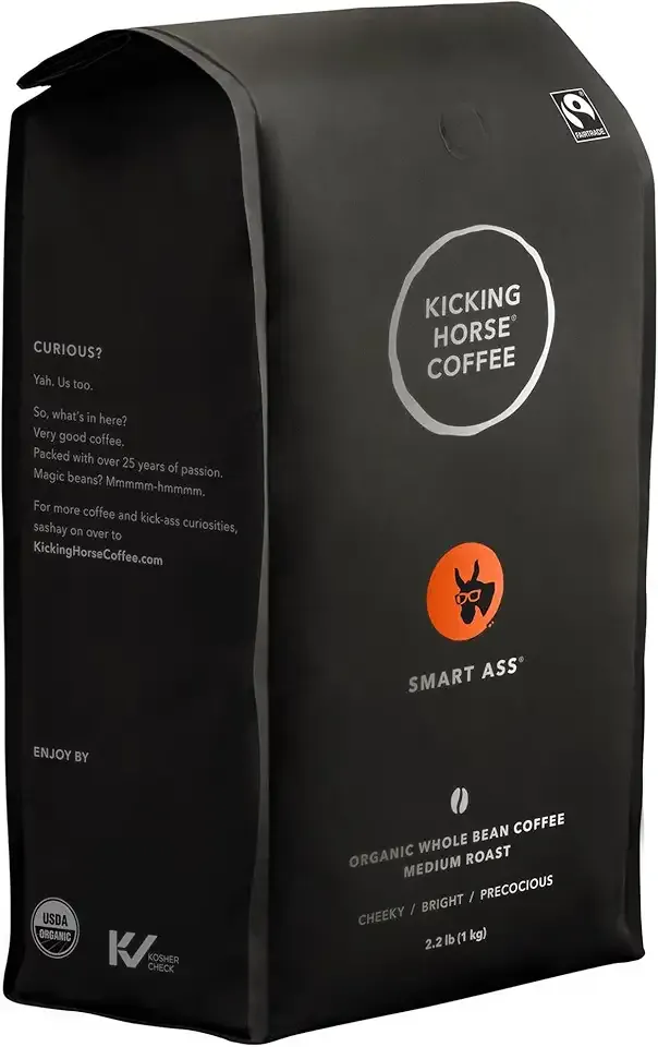 Kicking Horse Coffee, Smart Ass, Medium Roast, Whole Bean, 2.2 Pound - Certified Organic, Fairtrade, Kosher Coffee