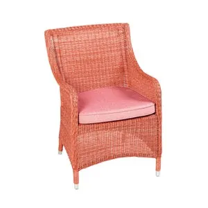 Poltrona da giardino con cuscino rosso e braccioli Carolina, struttura in alluminio seduta in rattan sintetico, L 65 x H 88 x P 65 cm