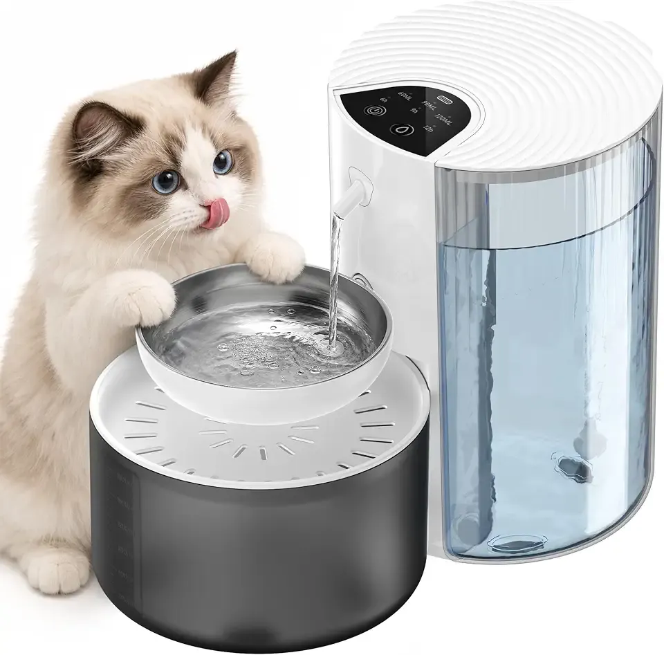 CZPET Wireless Cat Water Fountain No Filters, Wastewater Separation