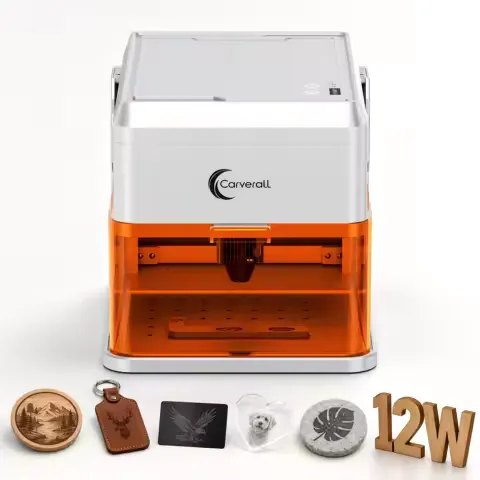 Carverall A1 Pro Laser Engraver Cutter with HD Camera, 7W/12W Diode Laser Machine, Class 1 Enclosed, 15000mm/min High Speed, 3-Level Height, WiFi App Control, for Wood Leather Metal Acrylic, Home DIY Small Business