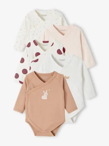 Lot de 5 bodies manches longues bébé ouverture naissance -...