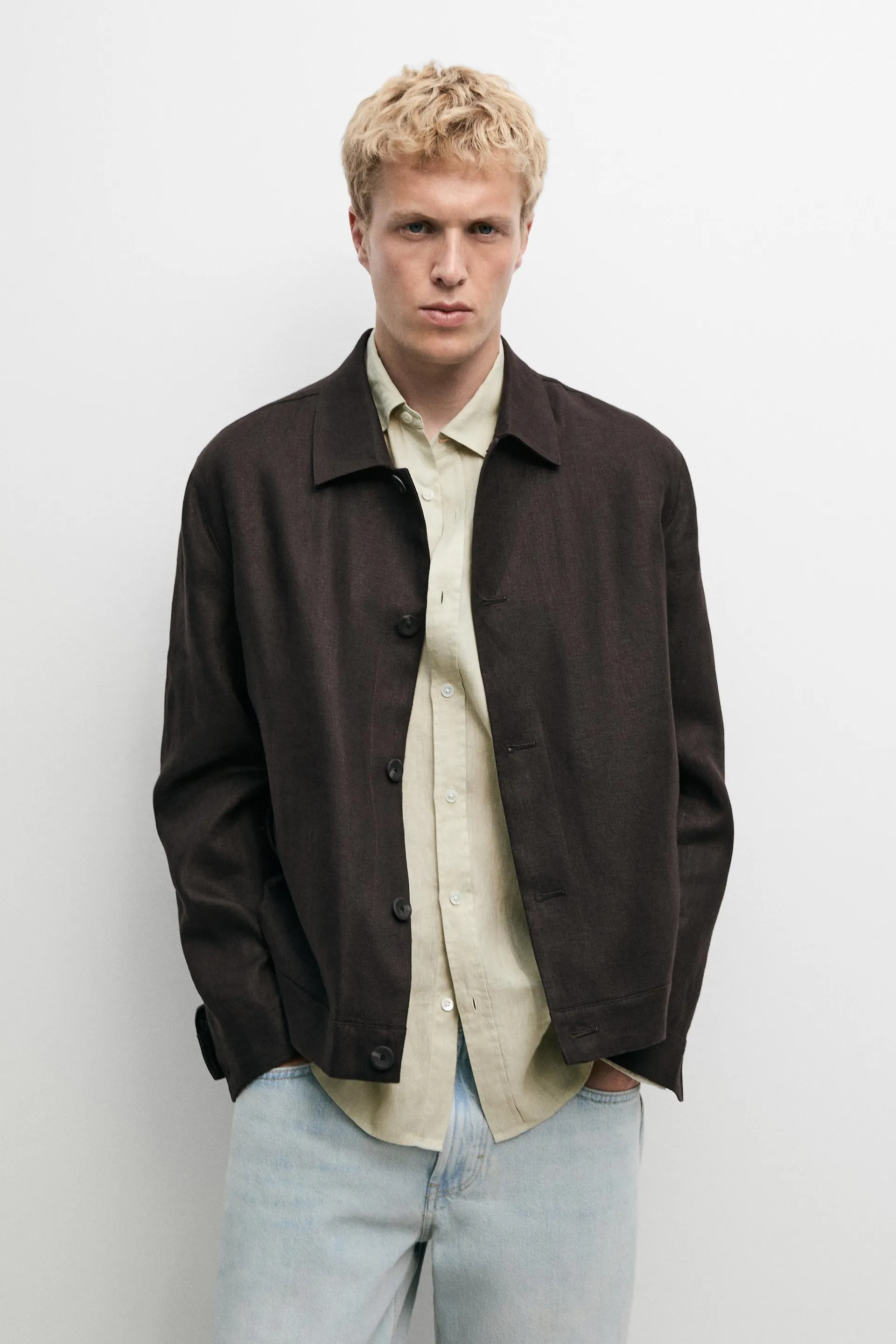 100% linen total look overshirt